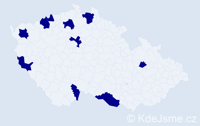 Jméno: 'Lang', počet výskytů 10 v celé ČR