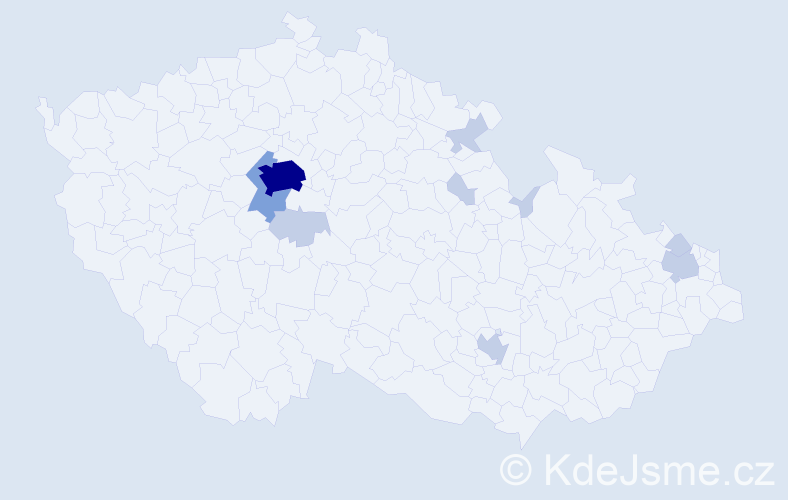 Jméno: 'Kazi', počet výskytů 21 v celé ČR