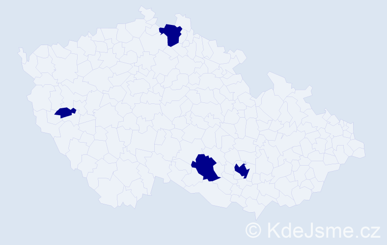 Jméno: 'Tiana', počet výskytů 4 v celé ČR