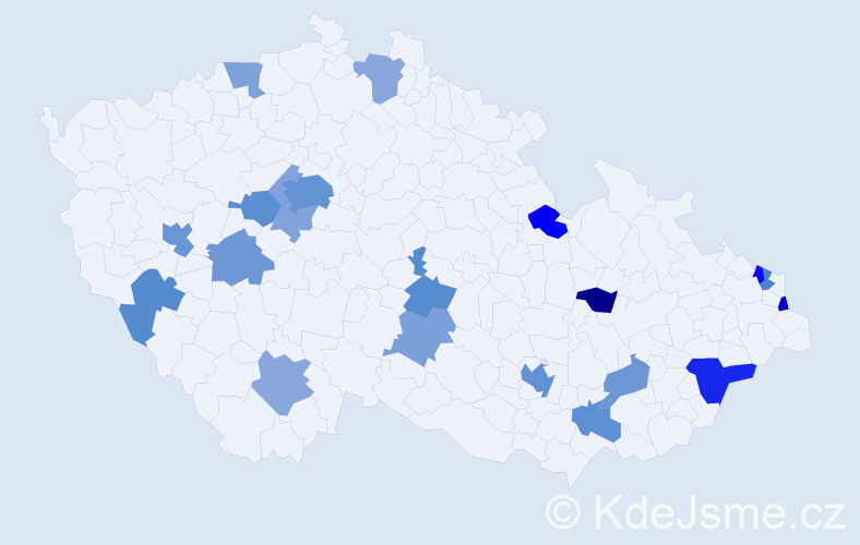 Jméno: 'Áron', počet výskytů 35 v celé ČR