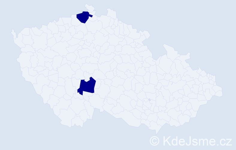 Jméno: 'Max Jan', počet výskytů 2 v celé ČR