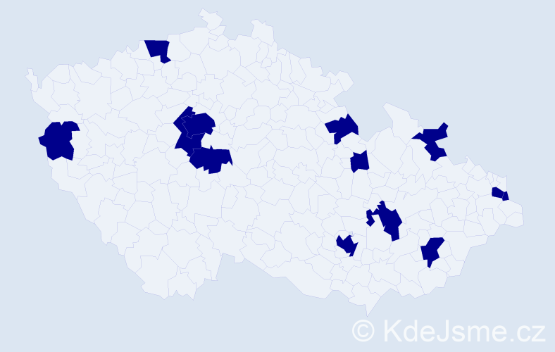 Jméno: 'Jakub Adam', počet výskytů 13 v celé ČR