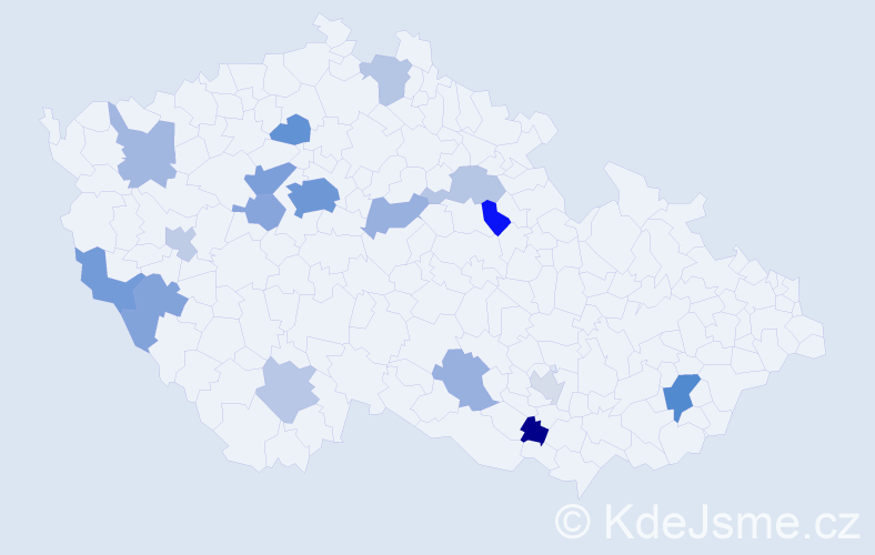 Jméno: 'Maia', počet výskytů 37 v celé ČR