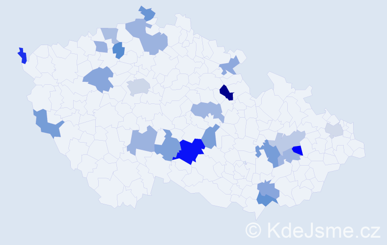 Jméno: 'Pravomil', počet výskytů 34 v celé ČR