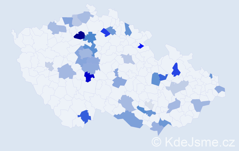 Jméno: 'Klementina', počet výskytů 55 v celé ČR