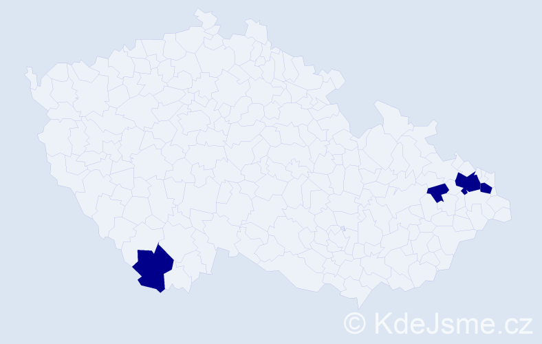 Jméno: 'Vladim', počet výskytů 4 v celé ČR
