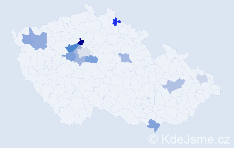 Jméno: 'Tadeáš Jan', počet výskytů 17 v celé ČR