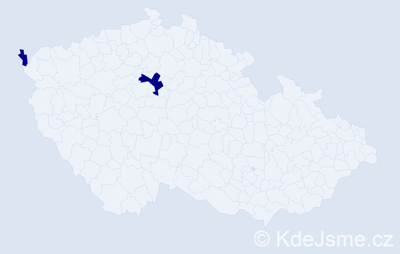 Jméno: 'Madeleine Jana', počet výskytů 2 v celé ČR