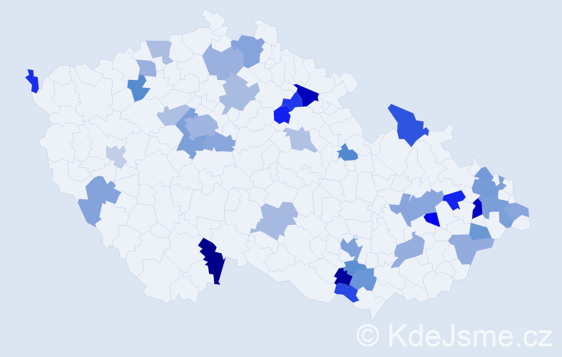 Jméno: 'Adrien', počet výskytů 63 v celé ČR