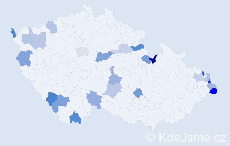 Jméno: 'Kazimíra', počet výskytů 32 v celé ČR