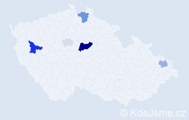 Jméno: 'Nue', počet výskytů 6 v celé ČR