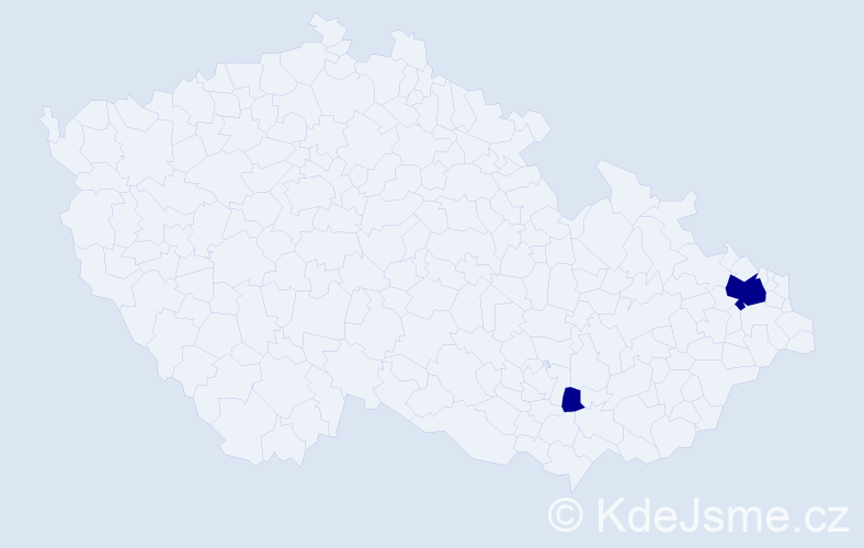 Jméno: 'Ezechiel', počet výskytů 2 v celé ČR