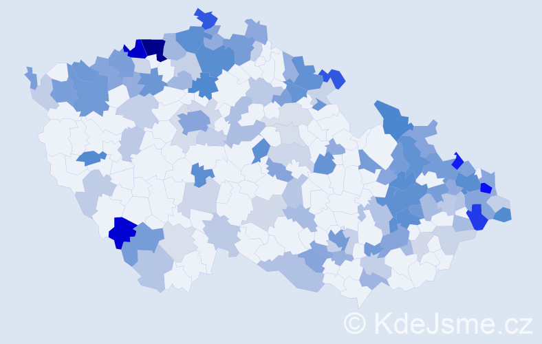 Jméno: 'Elvíra', počet výskytů 284 v celé ČR