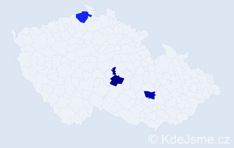 Jméno: 'Huslen', počet výskytů 3 v celé ČR