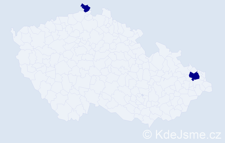 Jméno: 'Miladka', počet výskytů 2 v celé ČR