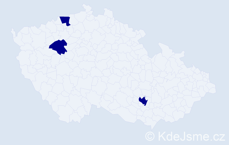 Jméno: 'James Peter', počet výskytů 3 v celé ČR