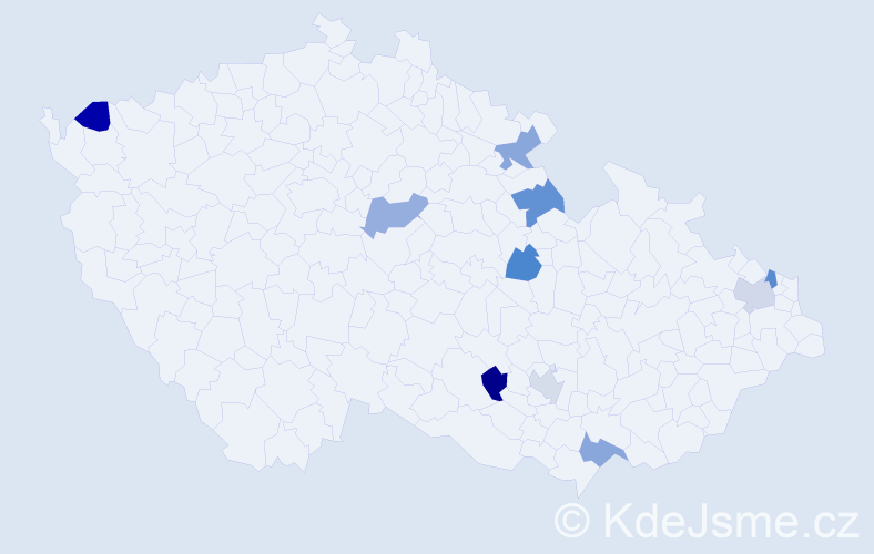 Jméno: 'Andela', počet výskytů 10 v celé ČR