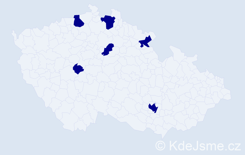 Jméno: 'Karel Daniel', počet výskytů 6 v celé ČR