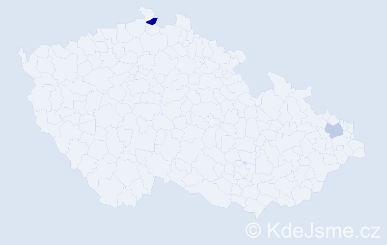 Jméno: 'Mergim', počet výskytů 2 v celé ČR
