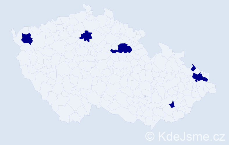 Jméno: 'Eliaš', počet výskytů 7 v celé ČR
