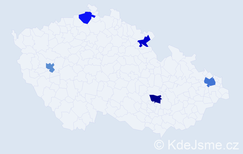 Jméno: 'Mickey', počet výskytů 6 v celé ČR