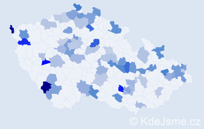 Jméno: 'Damien', počet výskytů 102 v celé ČR