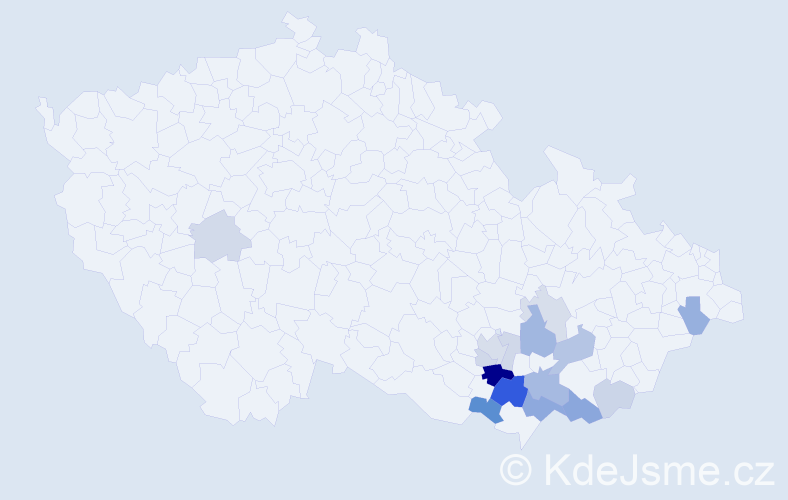 Jméno: 'Vavřín', počet výskytů 33 v celé ČR