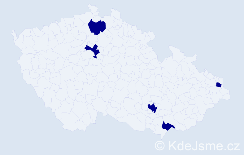 Jméno: 'Daniel Karel', počet výskytů 5 v celé ČR