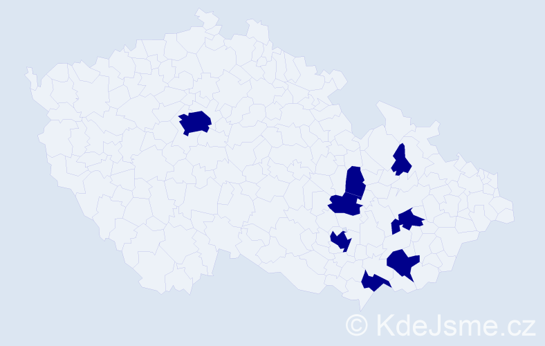 Jméno: 'Cyrilla', počet výskytů 8 v celé ČR