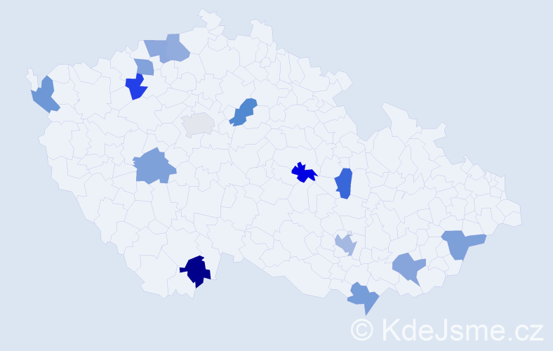 Jméno: 'Augustýn', počet výskytů 16 v celé ČR
