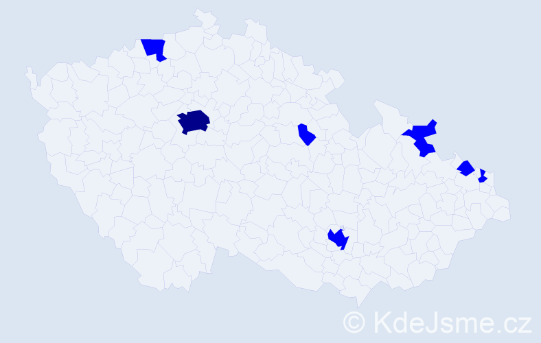 Jméno: 'Meri', počet výskytů 8 v celé ČR