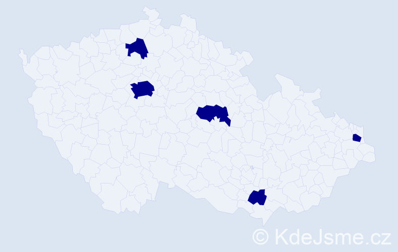 Jméno: 'Mikaela', počet výskytů 5 v celé ČR