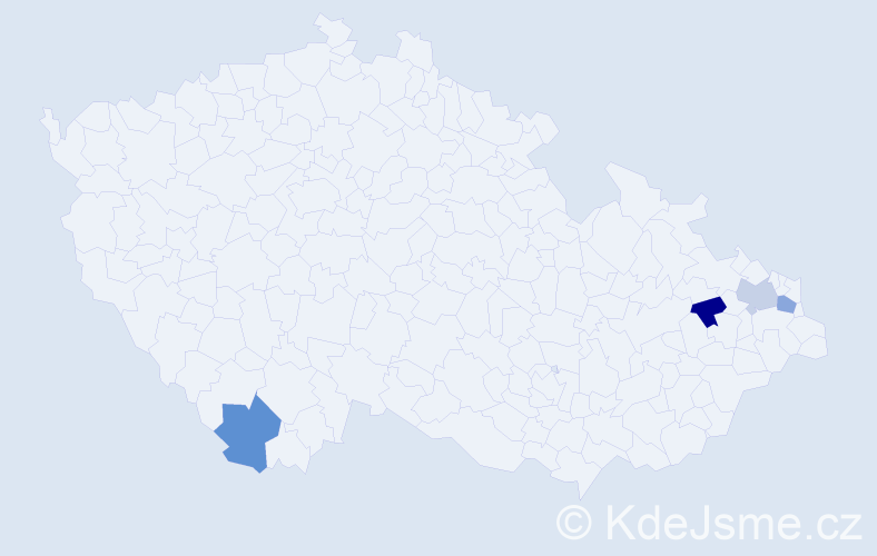 Jméno: 'Vladim', počet výskytů 4 v celé ČR