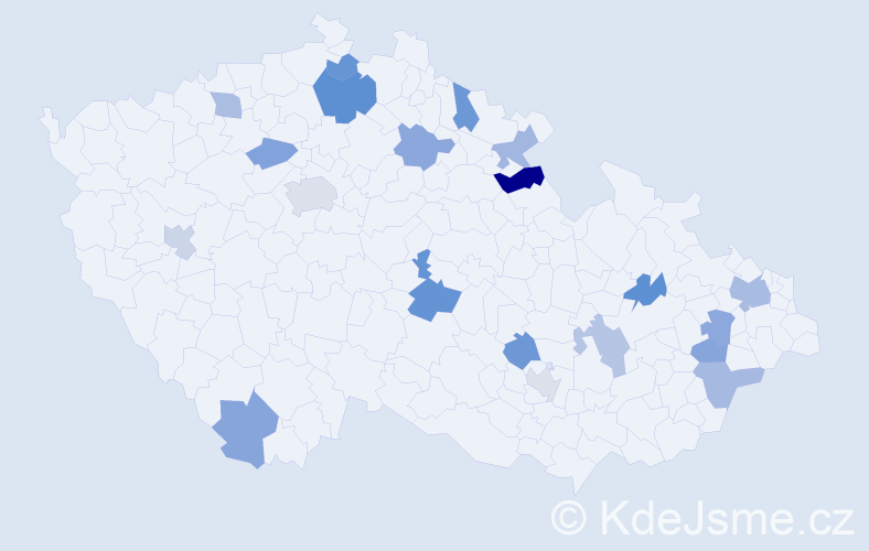 Jméno: 'Dalibora', počet výskytů 28 v celé ČR