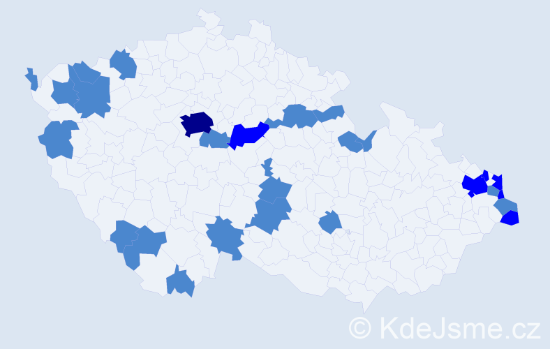 Jméno: 'Kazimíra', počet výskytů 35 v celé ČR