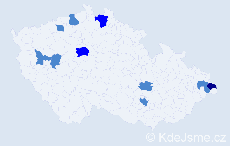 Jméno: 'Lilie', počet výskytů 14 v celé ČR