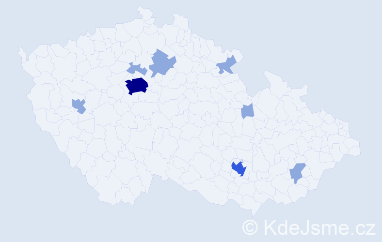 Jméno: 'Mahmud', počet výskytů 15 v celé ČR