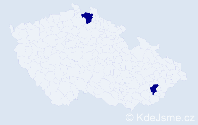 Jméno: 'Eulália', počet výskytů 2 v celé ČR