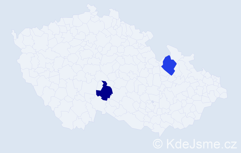 Jméno: 'Tereza Milada', počet výskytů 2 v celé ČR