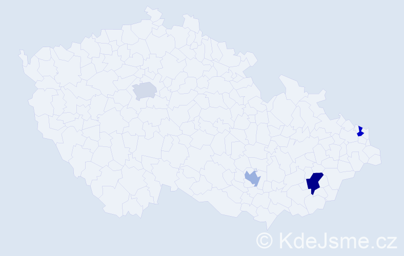 Jméno: 'Rayane', počet výskytů 5 v celé ČR