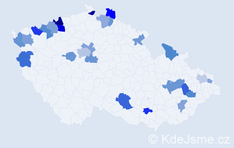 Jméno: 'Anastazia', počet výskytů 34 v celé ČR