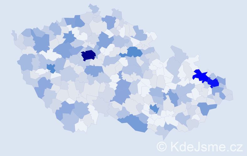 Jméno: 'Vladěna', počet výskytů 580 v celé ČR