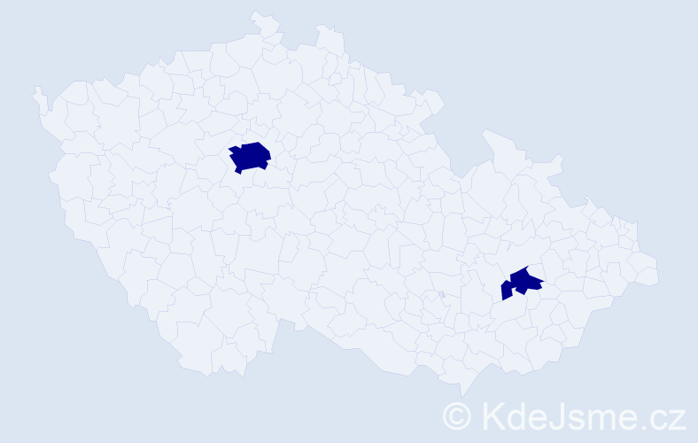 Jméno: 'Danuse', počet výskytů 2 v celé ČR