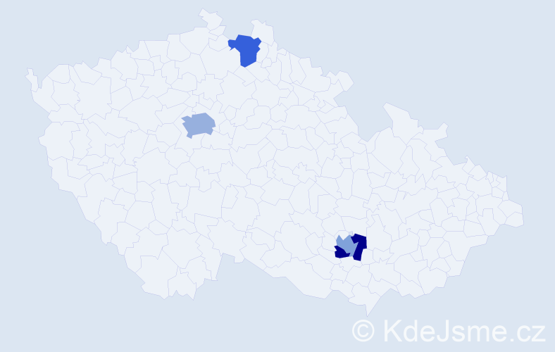 Jméno: 'Mikhal', počet výskytů 5 v celé ČR