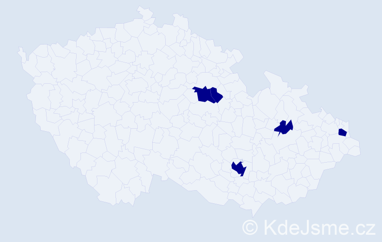 Jméno: 'Antal', počet výskytů 5 v celé ČR