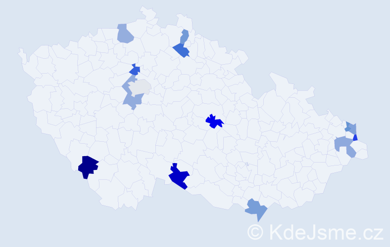 Jméno: 'Vavrinec', počet výskytů 14 v celé ČR