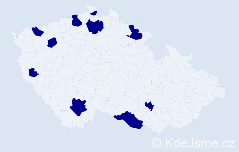 Jméno: 'Trung', počet výskytů 10 v celé ČR