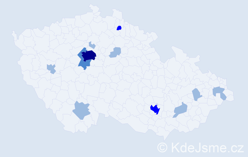 Jméno: 'Ernesto', počet výskytů 19 v celé ČR