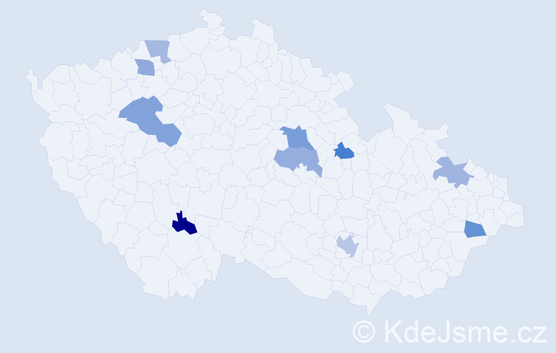 Jméno: 'Broňa', počet výskytů 13 v celé ČR