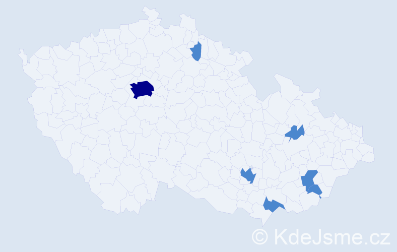Jméno: 'Indra', počet výskytů 9 v celé ČR